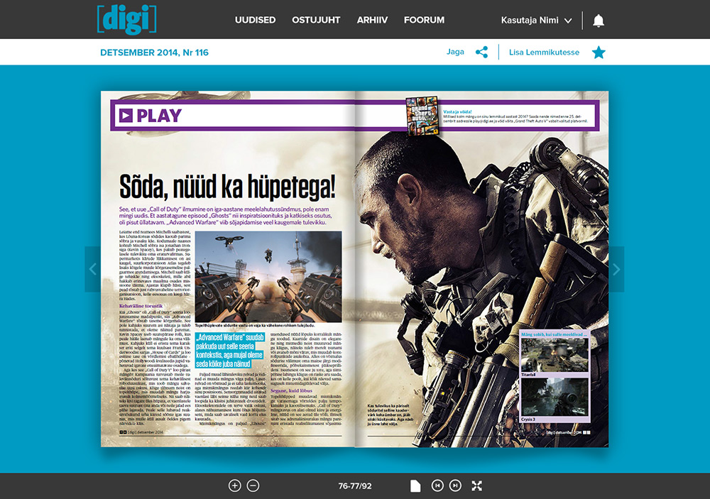 Digi reading a magazine page