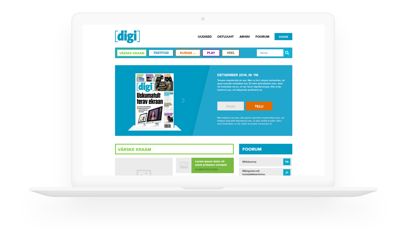 Digi homepage in a laptop