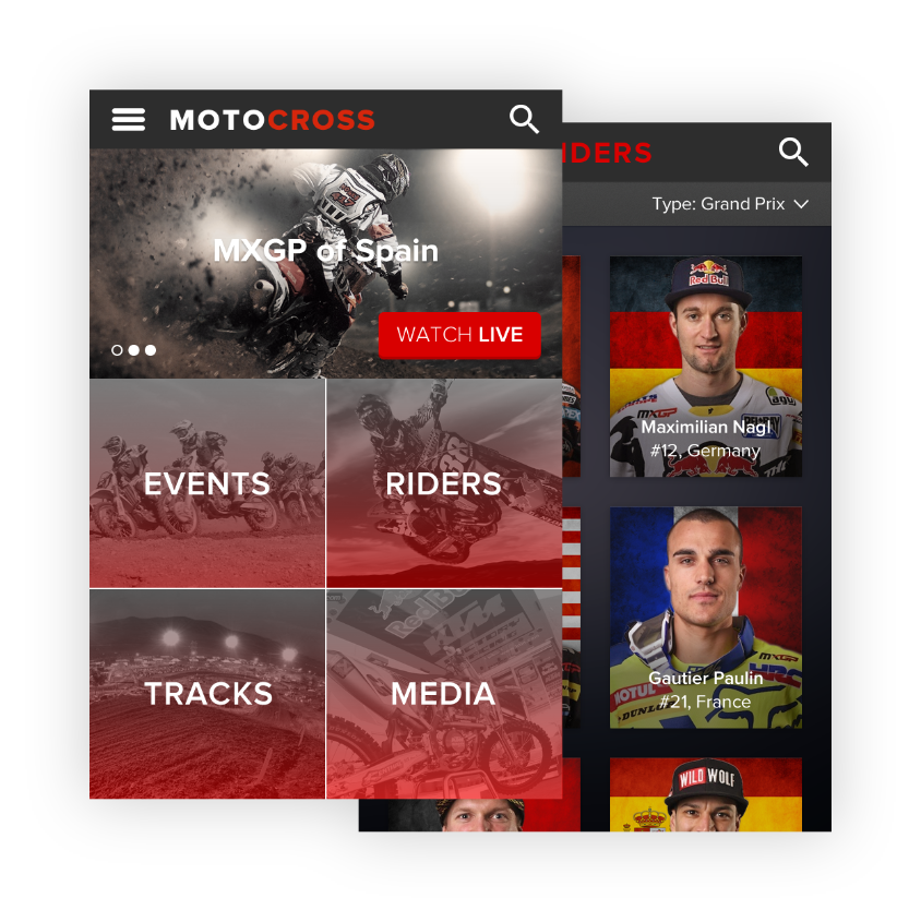 Featured work - Motocross app